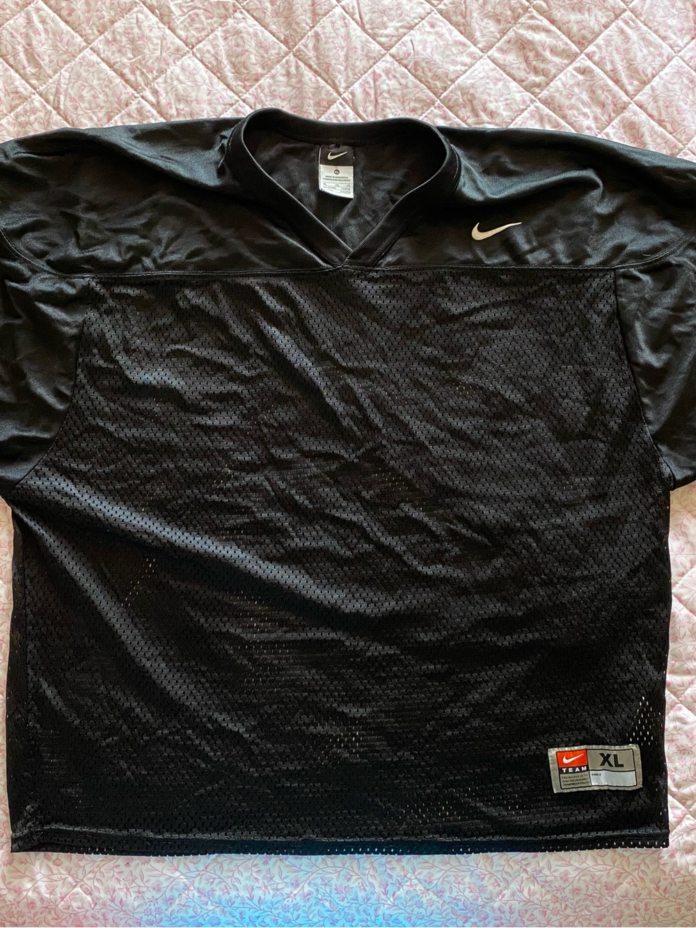 Vintage Nike Black Mesh Athletic Jersey with White Swoosh